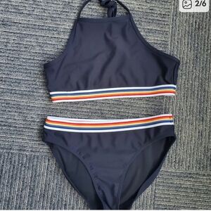 Zella Girls Navy and Rainbow Bikini size 14